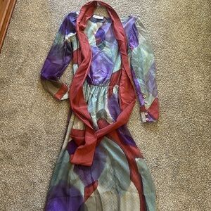 Vintage Nicole LTD silk dress with scarf